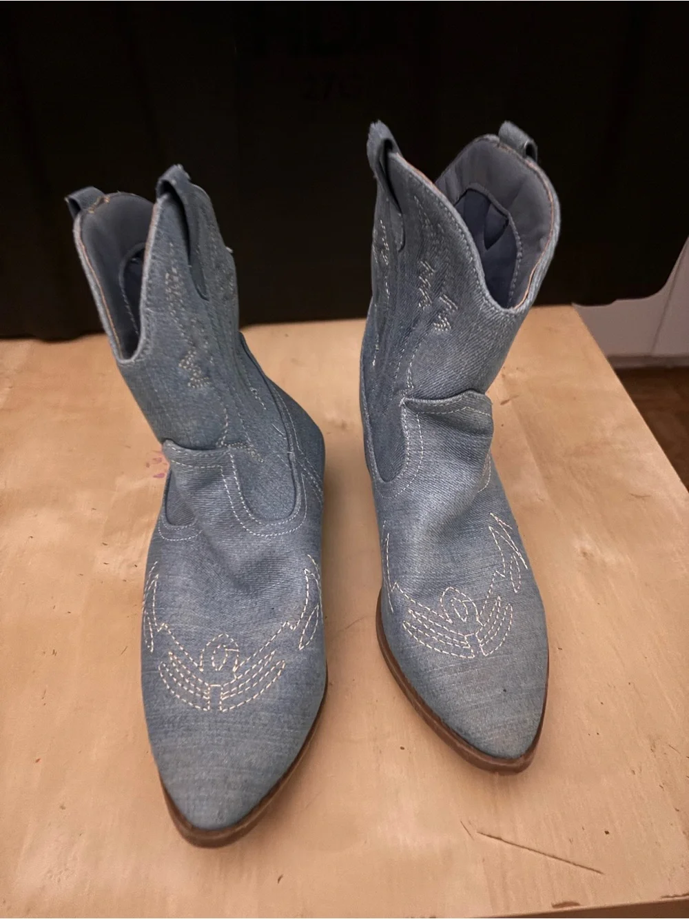 Link Light Blue Denim Cowboy Boots